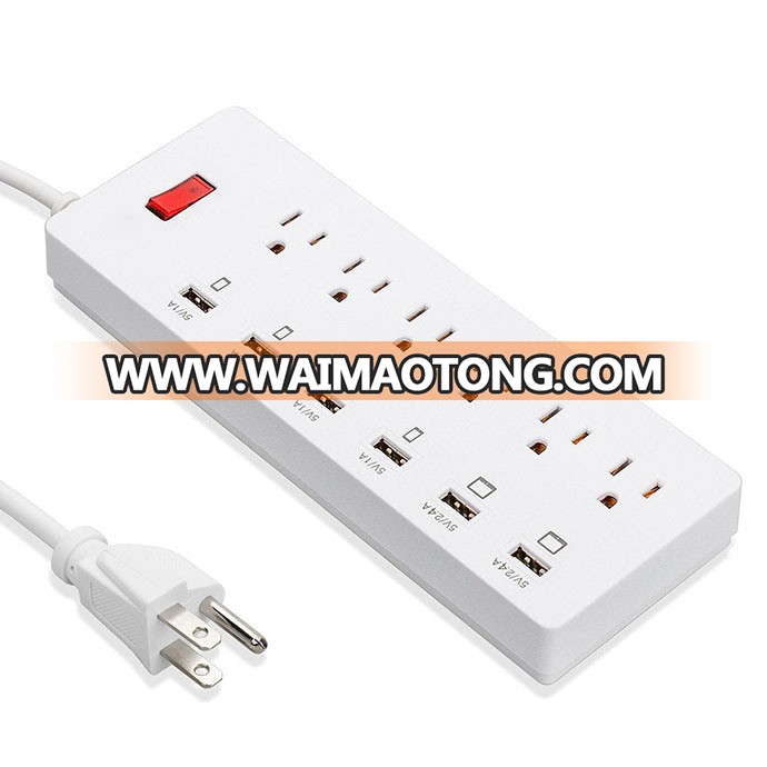 Factory Manufacture Us Smart USB Power Strip 125V 13A with Surge Protector with USB, Over-Load Protection with FCC